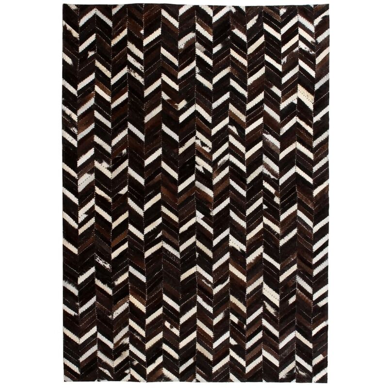 

vidaXL Alfombra de retazos de cuero 160x230 cm chevrón negro/blanco - Multicolor