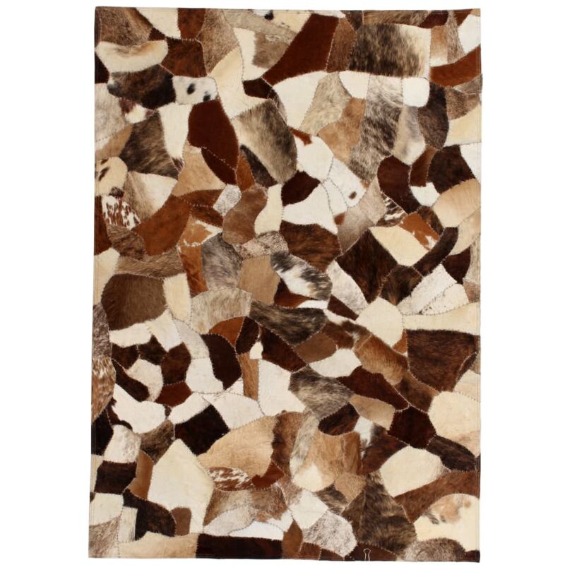 

vidaXL Alfombra de Retazos de Cuero Cuadrados Aleatorio Marrón/Blanco 80x150 cm - Multicolor