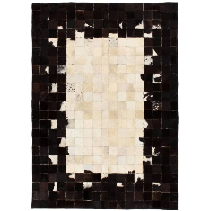 

vidaXL Alfombra de Retazos de Cuero Cuadrados Negro/Blanco 80x150 cm - Multicolor