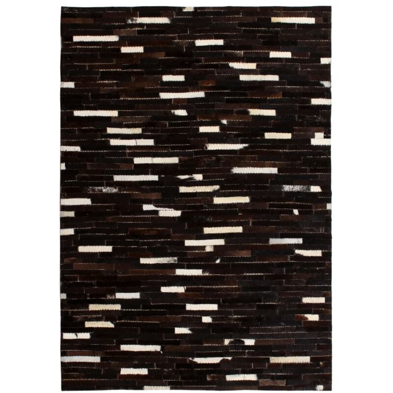 

vidaXL Alfombra de Retazos de Cuero Cuadrados Rayas Negro/Blanco 80x150 cm - Multicolor