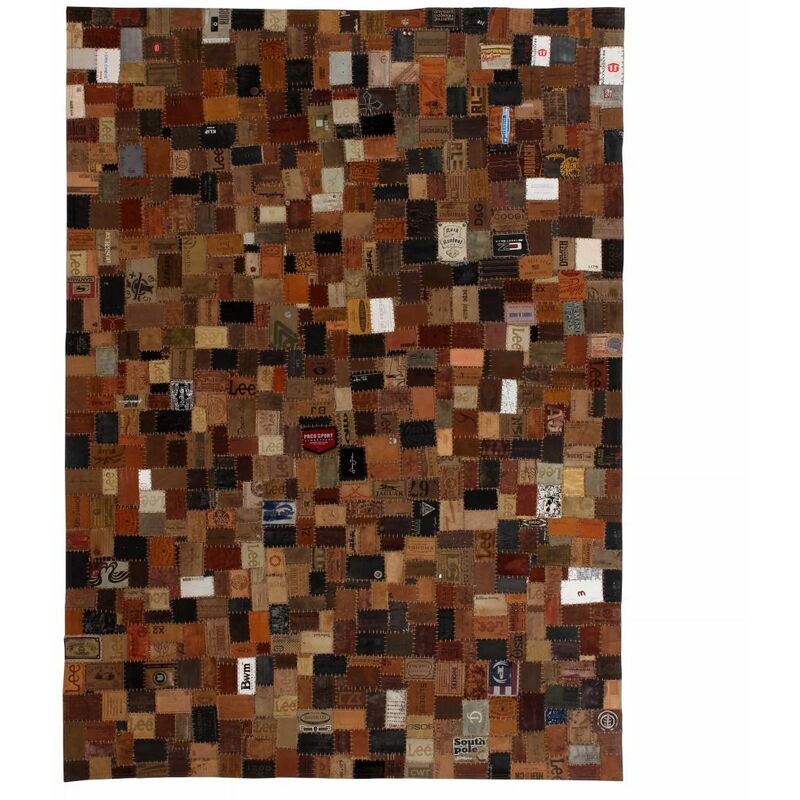 

Happyshopping - Alfombra patchwork de etiquetas de vaqueros marron 160x230 cm