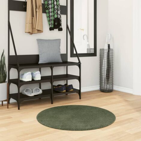 Alfombra pelo corto suave lavable HUARTE verde bosque Ø 80 cm vidaXL