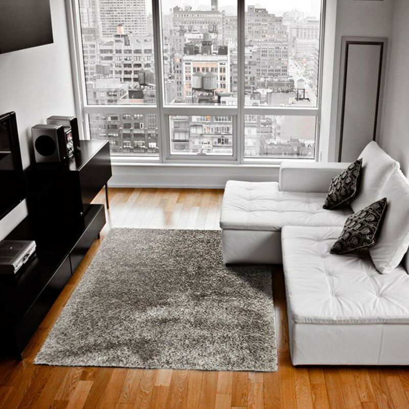 

Alfombra pelo hirsuto largo 60x110 cm rectangular MALAIDORY Negro de entrada Handtufted adecuado para calefacción por suelo radiante - Gris