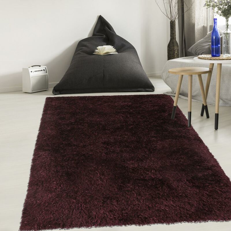 

Alfombra pelo hirsuto largo 60x110 cm rectangular MALAIDORY Negro de entrada Handtufted adecuado para calefacción por suelo radiante - Violet