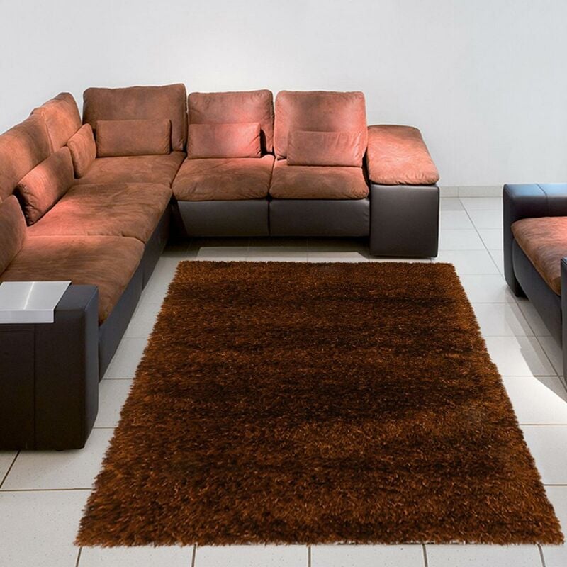 

Alfombra pelo hirsuto largo 60x110 cm rectangular MALAIDORY Negro de entrada Handtufted adecuado para calefacción por suelo radiante - Marron