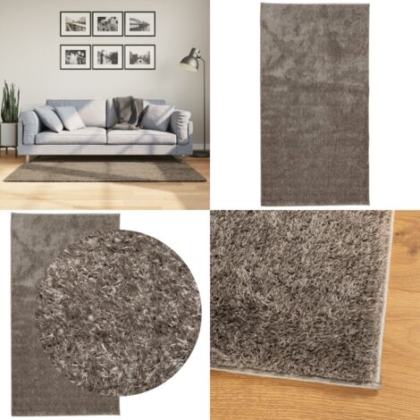 Alfombra pelo largo aspecto brillante ISTAN gris 80x150 cm - Alfombra de pelo brillante - Alfombra de piel sintética