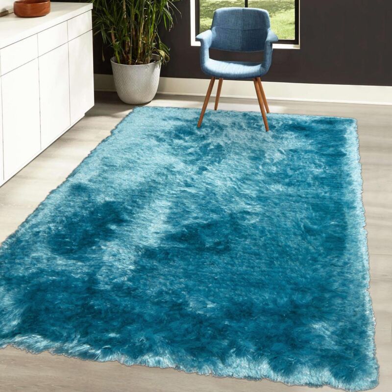 

Alfombra pelo shaggy largo 60x110 cm Rectangular SG FIN Otros entrada Handtufted adecuado para calefacción por suelo radiante - Bleu