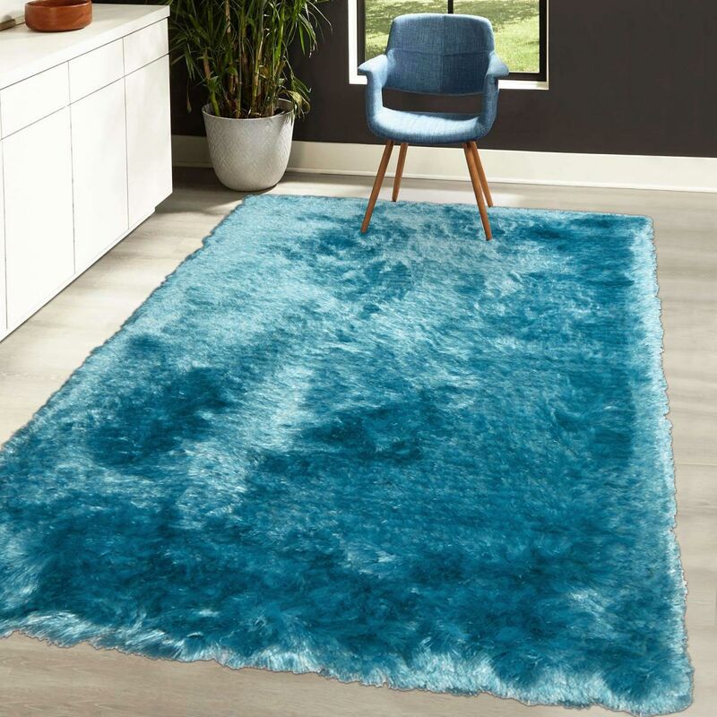 

Alfombra pelo shaggy largo 60x110 cm Rectangular SG FIN Otros entrada Handtufted adecuado para calefacción por suelo radiante - Bleu