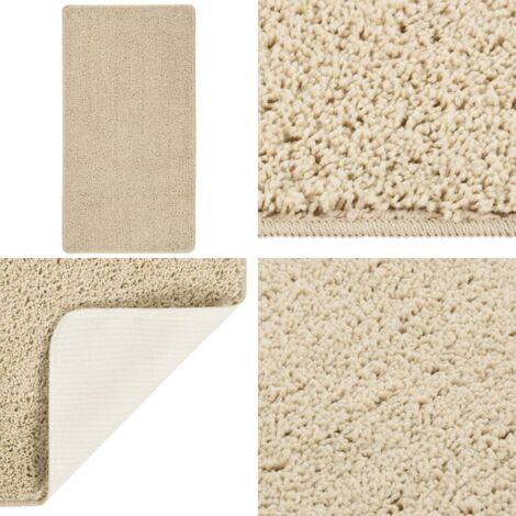 Alfombra peluda antideslizante color crema 80x150 cm - Alfombra antideslizante - Alfombra crema