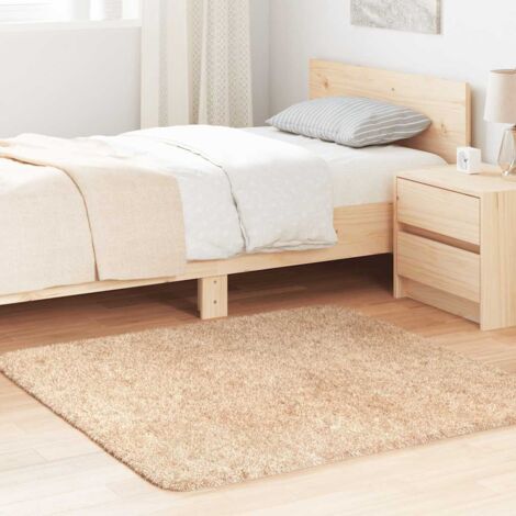 Alfombra peluda de pelo largo NAVARRA beige 120x120cm poliéster