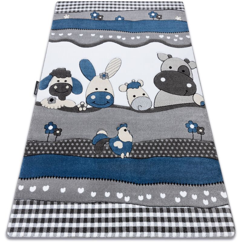 Rugsx - Alfombra petit farm granja Los animales azul blue 120x170 cm