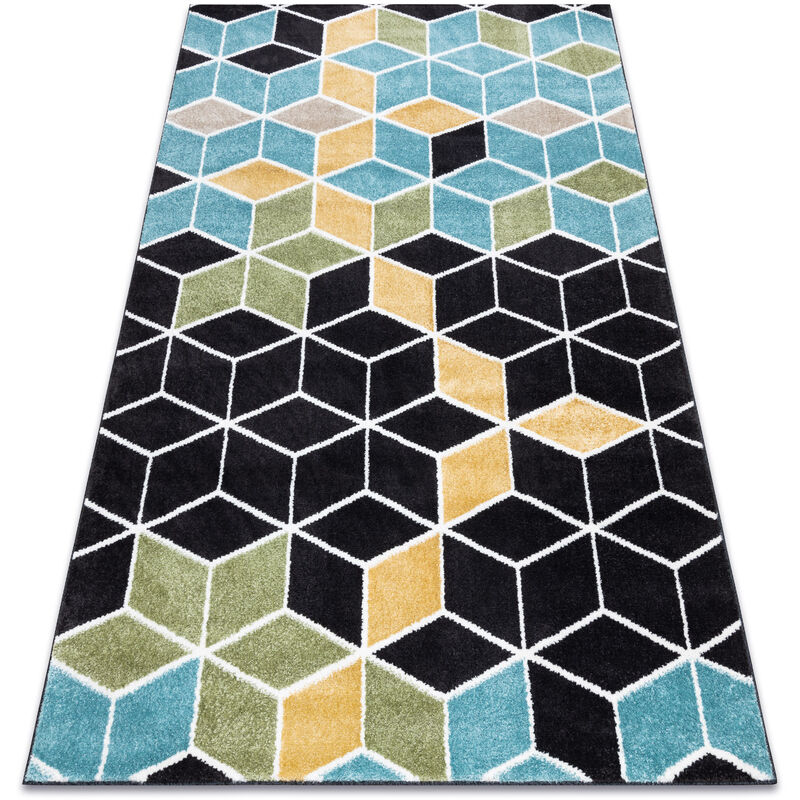 

Rugsx - Alfombra POLI 9139A cubo 3D negro / azul Negro 140x190 cm