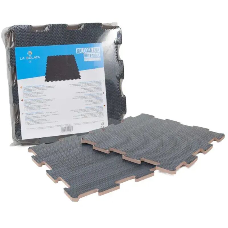 Alfombra puzzle 9 uds parqué madera negra (30x30 cm)