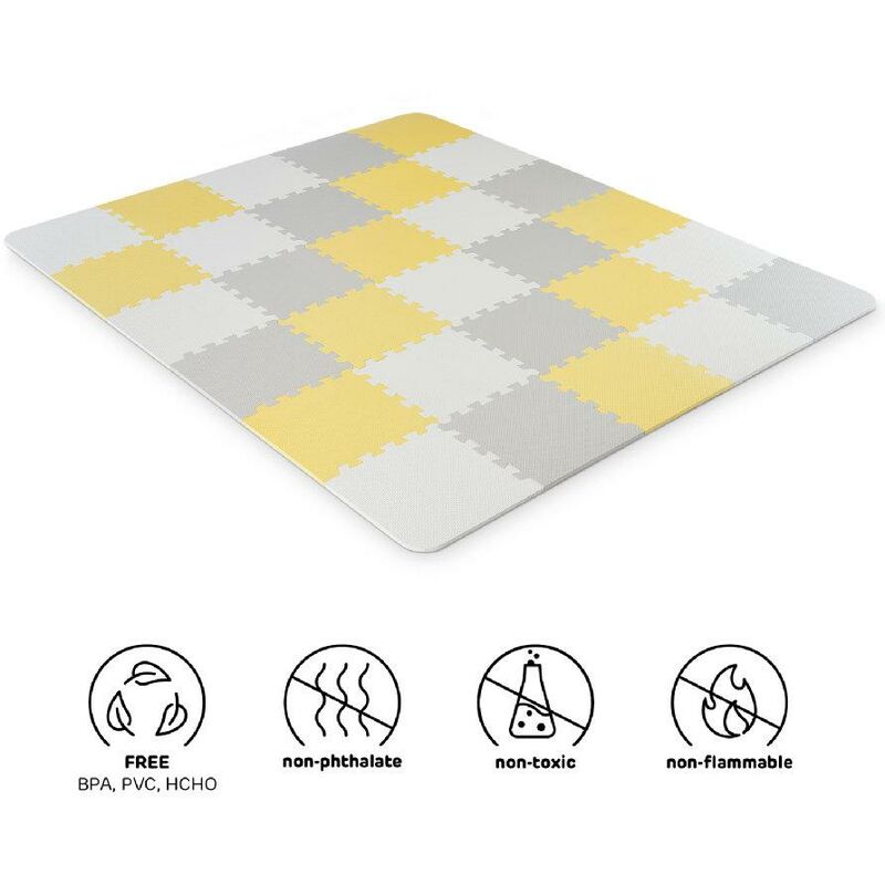 

Alfombra puzzle para bebés Luno gris/amarillo - Kinderkraft