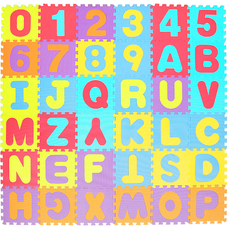 

Alfombra puzzle Puzzle EVA de 36 piezas | Alfombra infantil puzzle de letras | letras y números 32*32*0.9cm