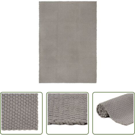 Alfombra rectangular -  Alfombra rectangular algodón gris 160x230 cm