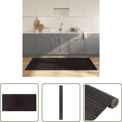 Alfombra rectangular -  Alfombra rectangular bambú marrón oscuro 100x200 cm