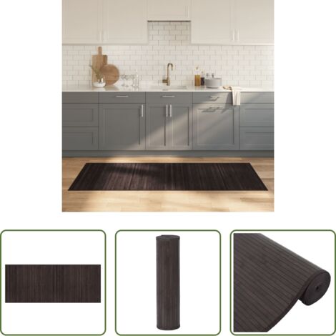 Alfombra rectangular -  Alfombra rectangular bambú marrón oscuro 80x200 cm