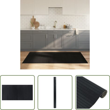 Alfombra rectangular -  Alfombra rectangular bambú negro 100x200 cm