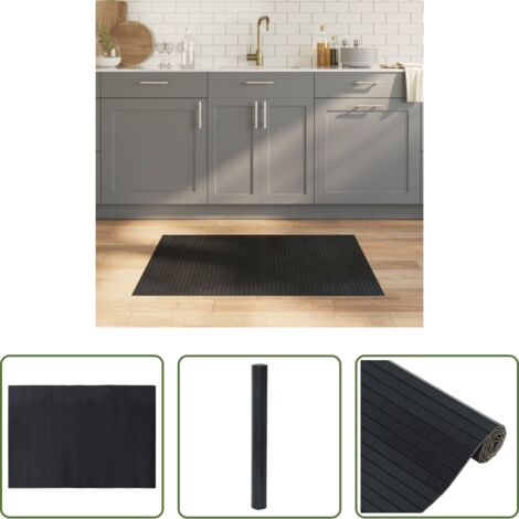 Alfombra rectangular -  Alfombra rectangular bambú negro 70x100 cm