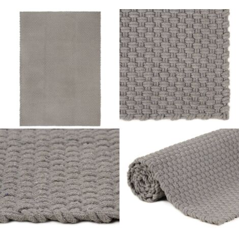 Alfombra rectangular algodón gris 160x230 cm - Alfombra rectangular - Alfombra para salón