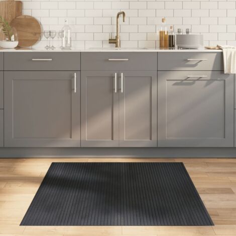 Alfombra rectangular bambú gris 100x100 cm