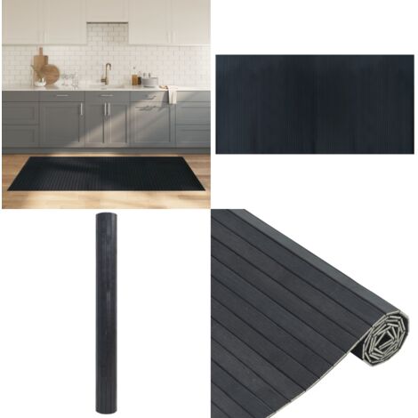 Alfombra rectangular bambú gris 100x200 cm - Alfombra natural - Alfombra resistente
