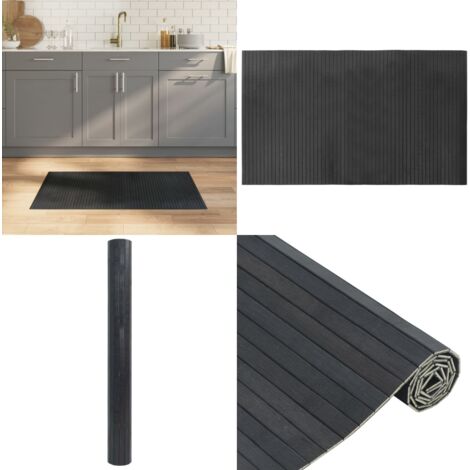 Alfombra rectangular bambú gris 60x100 cm - Alfombra rectangular - Alfombra natural