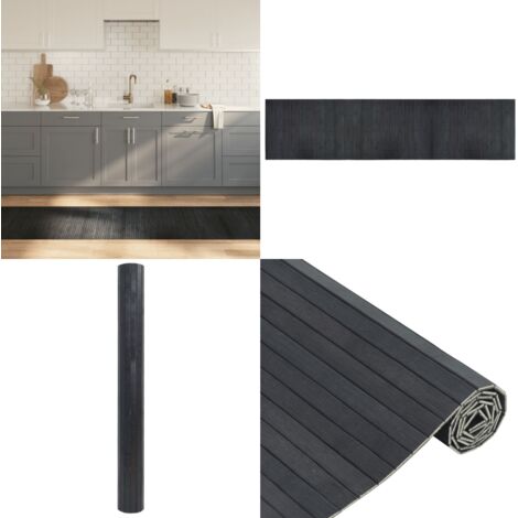 Alfombra rectangular bambú gris 70x300 cm - Alfombra natural - Alfombra resistente