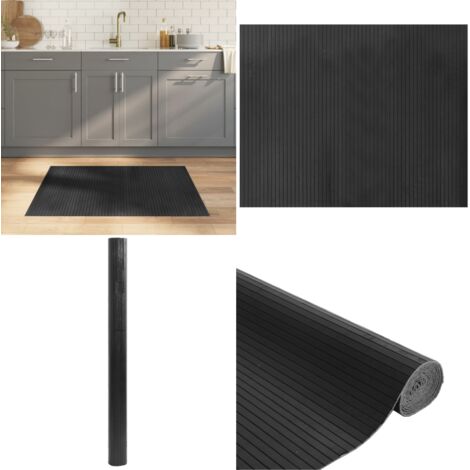 Alfombra rectangular bambú gris 80x100 cm - Alfombra gris - Alfombra rectangular
