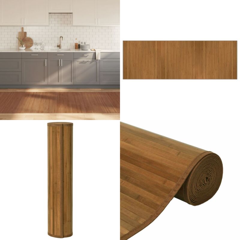 Alfombra rectangular bambú marrón 100x300 cm - Alfombra rectangular - Alfombra marrón