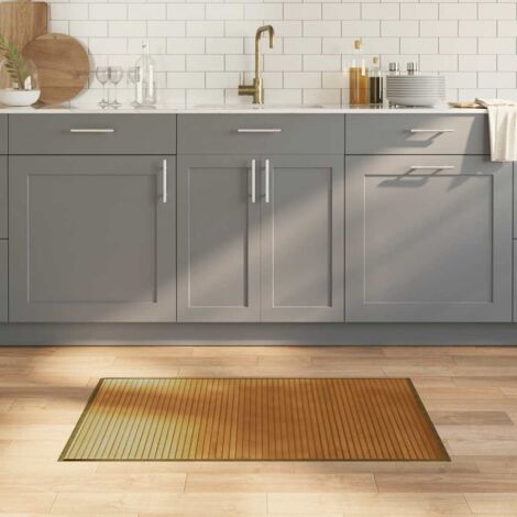 Alfombra rectangular bambú marrón 60x100 cm