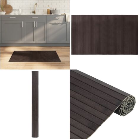 Alfombra rectangular bambú marrón oscuro 60x100 cm - Alfombra rectangular - Alfombra marrón