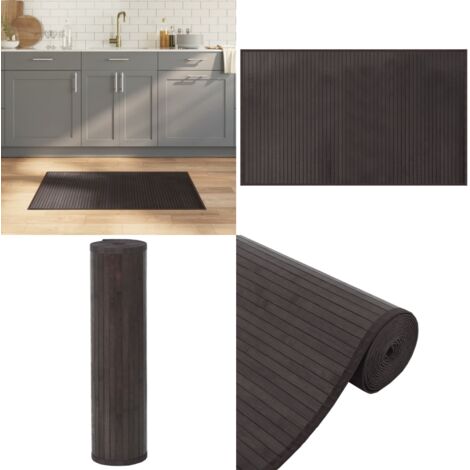 Alfombra rectangular bambú marrón oscuro 60x100 cm - Alfombra rectangular - Alfombra marrón