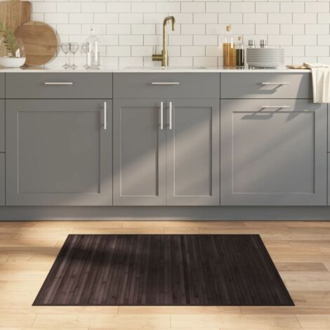 Alfombra rectangular bambú marrón oscuro 80x100 cm