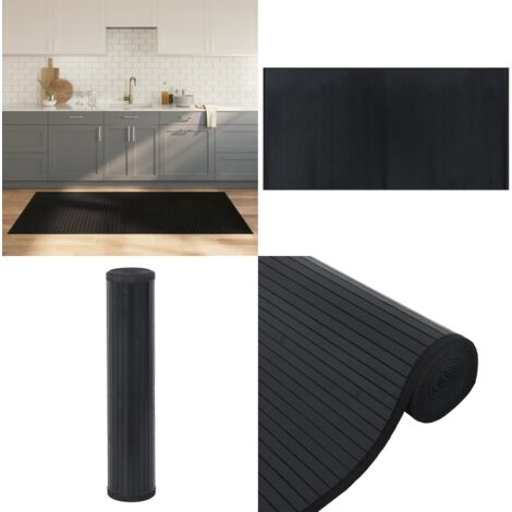 Alfombra rectangular bambú negro 100x200 cm - Alfombra rectangular - Alfombra negra
