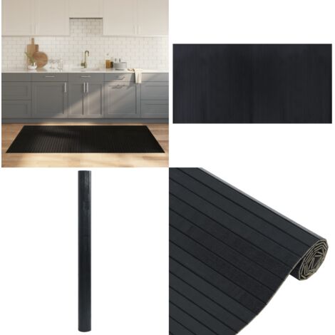 Alfombra rectangular bambú negro 100x200 cm - Alfombra rectangular - Alfombra negra