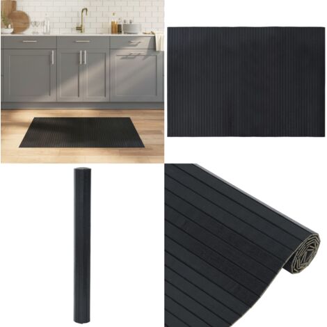 Alfombra rectangular bambú negro 70x100 cm - Alfombra rectangular - Alfombra negra