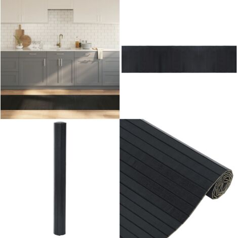 Alfombra rectangular bambú negro 70x300 cm - Alfombra negra - Alfombra rectangular