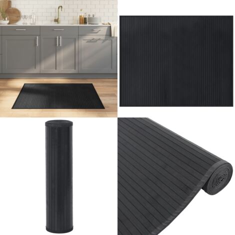 Alfombra rectangular bambú negro 80x100 cm - Alfombra negra - Alfombra rectangular