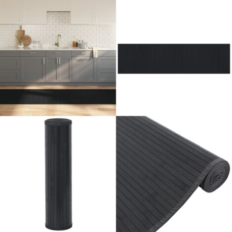 Alfombra rectangular bambú negro 80x300 cm - Alfombra negra - Alfombra rectangular