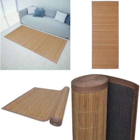 Alfombra rectangular de bambú marrón 120 x 180 cm - Alfombra rectangular - Alfombra natural