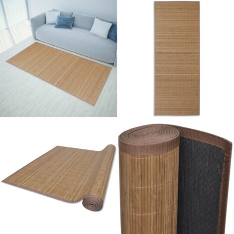 Alfombra rectangular de bambú marrón 80 x 200 cm - Alfombra rectangular - Alfombra marrón