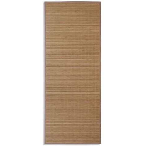 Alfombra rectangular de bambú marrón 80 x 200 cm vidaXL