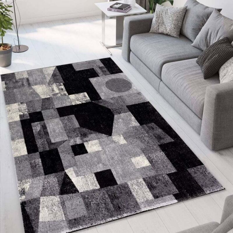 

Alfombra moderna de diseño geométrico Milano GRI012 | Talla: 80 x 150