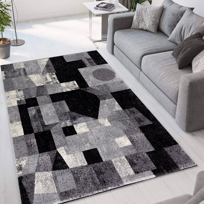 

Alfombra moderna de diseño geométrico Milano GRI012 | Talla: 60 x 110