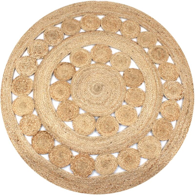 

Alfombra redonda 120 cm yute trenzado con diseño - Beige