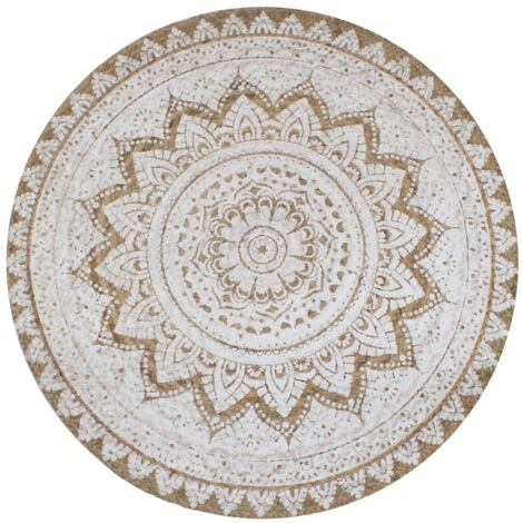 Alfombra redonda 90 cm yute trenzado estampado vidaXL564443