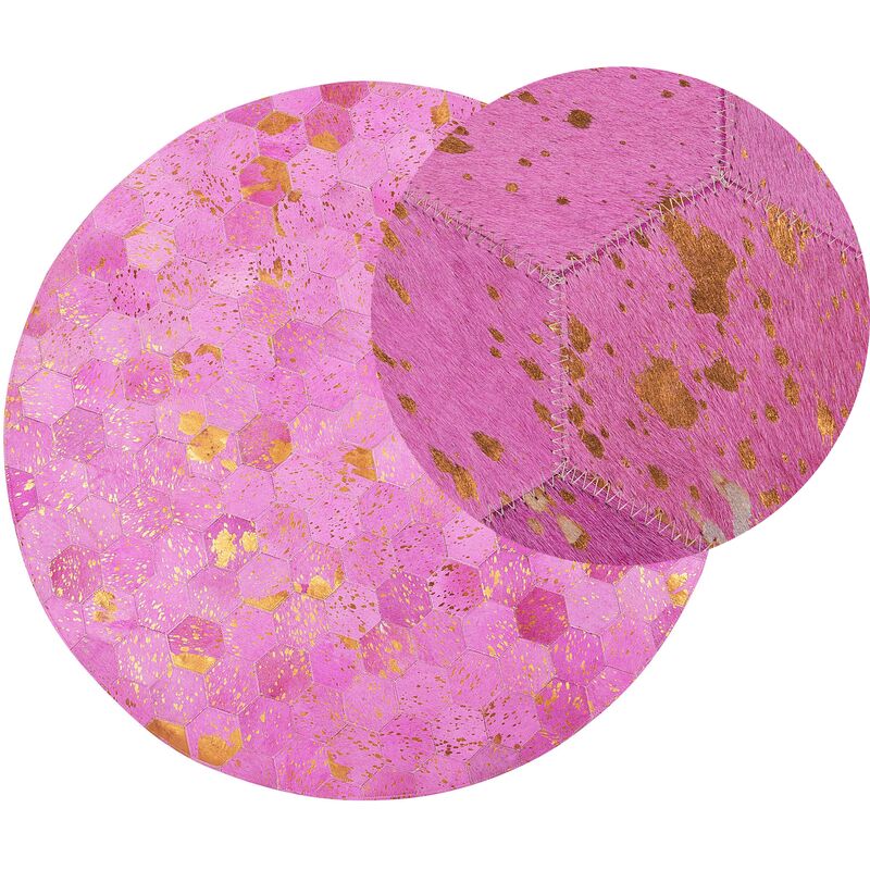 

Alfombra de piel rosa/dorado ⌀ 140 cm ZEYTIN