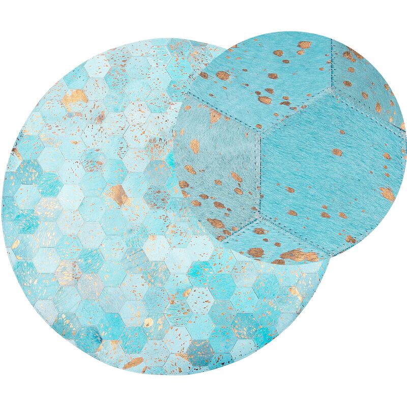 

Alfombra de piel azul turquesa ⌀ 140 cm ZEYTIN